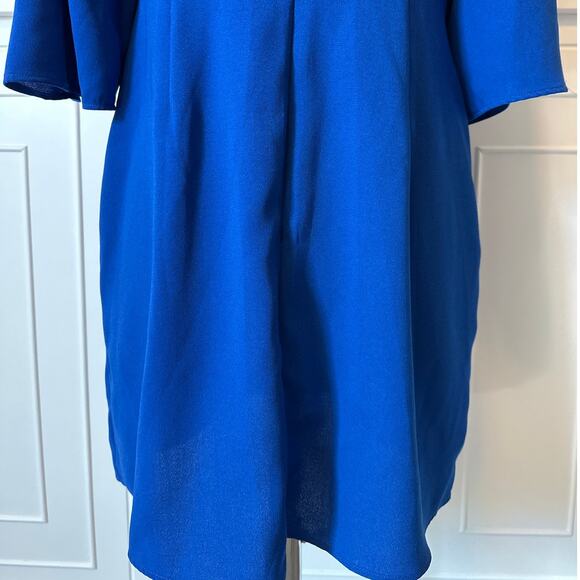 Topshop Mini Dress Knot Front Shift Dress Royal Blue Keyhole Sz 8 Party Romantic - Picture 9 of 12